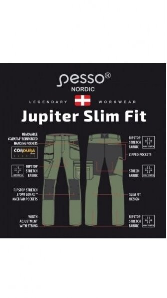 KD175Z	| Darbo kelnės Pesso Jupiter Fit Slim, žalios 7