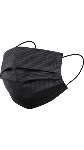 Vienkartinė kaukė FACE MASK, 3 sluoksnių, juoda (50 vnt.)